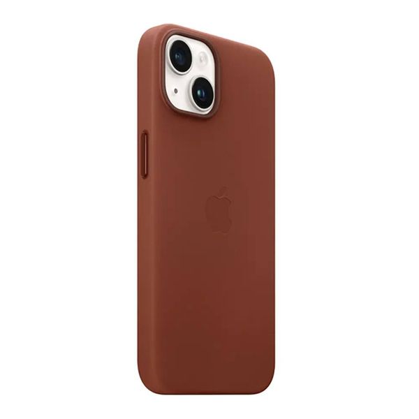 Оригинальный кожаный чехол Apple iPhone 14 Leather Case с MagSafe - Umber (MPP73) MPP73 фото