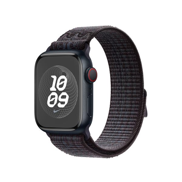 Оригінальний ремінець Apple Watch Nike Sport Loop 41/40/38 mm Black/Blue (MUJV3) MUJV3 фото